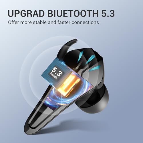 Image of EDYELL TWS Gaming Wireless Earbuds,60Ms Low Latency,Bluetooth 5.1,Ipx7 Trusted Waterproof,Dedicated Gaming Mode,40H Playtime,Built-in Microphone with Deep Bass for Sports,Blazing Led New,in-Ear