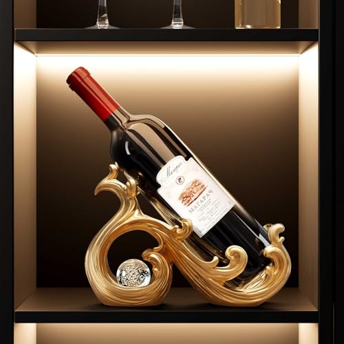 OOPDNEGAK Precioso Botellero Moderno De Lujo - Decoración Creativa para Encimera De Mueble Bar con Diseño De Agua Fluyendo, Expositor De Vinos Elegante Y De Alta Gama.(A)
