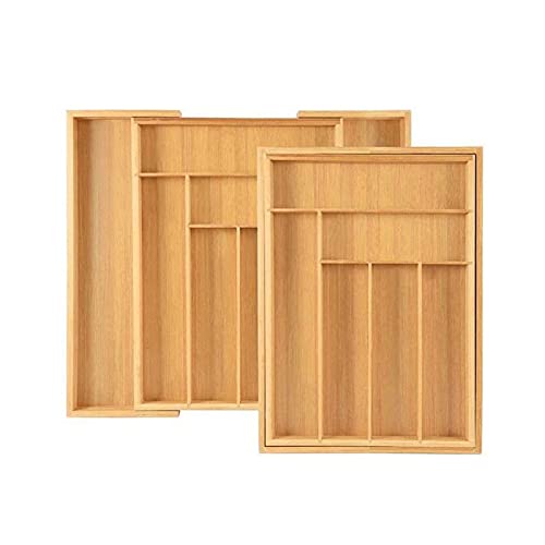 Bamboo Drawer Organiser - Expandable Cutlery Tray, 6-8 Compartment Drawer Dividers Holder for Kitchen Utensils and Flatware (Bamboo)