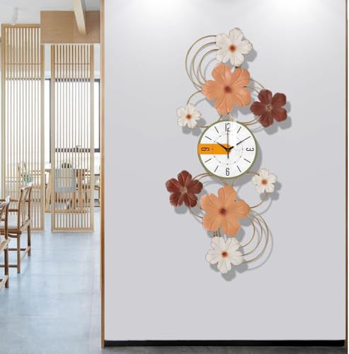 Horloge Murale Fleurs 3D Créative XJBTBA 33x77 cm en Quartz