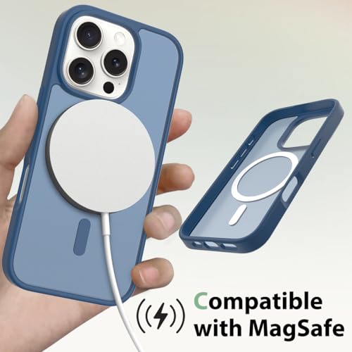 Image of for iPhone 16 pro Case [Compatible with Magsafe] Translucent Matte Phone Cover, [10 FT Military Grade Drop Protection] Slim Durable Shockproof Protective Bumper (Blue, iPhone 16 Pro)