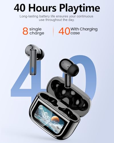 Image of ZIUTY Wireless Earbuds, ANC ENC Noise Cancelling Ear Buds with Touch Screen | 40H Stereo Deep Bass, Bluetooth Headphones with Transparency Mode, IPX7 Waterproof, Clear Calls, 5 EQ for iOS Andoid,JetBlack