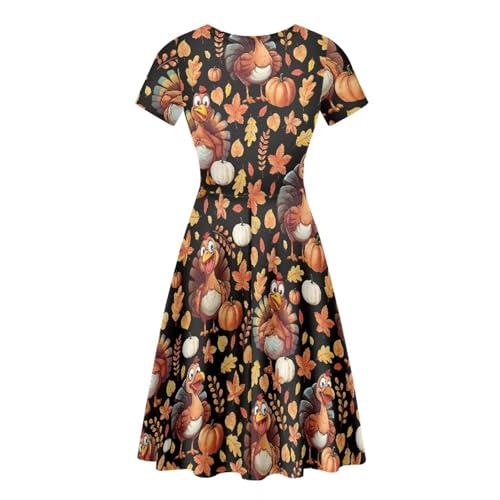 Image of POLERO Sunflower Dress for Women Floral Summer Dresses Short Sleeve Casual Sundresses Midi Dresses