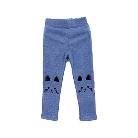 Kids Baby Girls Cute Rabbit Leggings Winter Warm Thick Fleence Pants 2-7years, Blue, Tag110(3-4 years) Cover