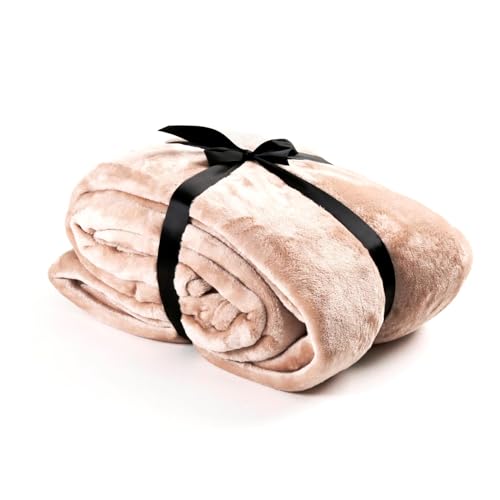 Estexo GmbH Hochwertige Kuscheldecke versch. Größen & versch. Farben wählbar - Tagesdecke, Bettüberwurf, Decke, Flanelldecke, XL, XXL,XXXL, 210x280, 220x240, 150x200 cm (210 x 280 cm/XXXL, Taupe)