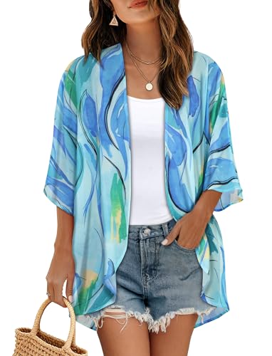 Image of CHICGAL Womens Floral Kimono Cardigan Beach Cover Up Casual Summer Tops