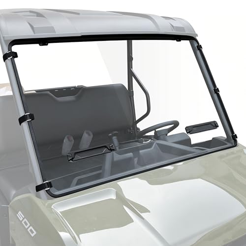 POKIAUTO Front Vented Windshield for 2026 Polaris Ranger 500 Clear Hard Coated Scratch Resistant Full Windshield with Rubber Strip PC Window Windscreen for Polaris Ranger 500 2026 Accessories