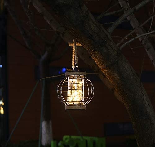 Linterna LED de jaula de metal alimentada por pilas, luz de acento inalámbrica de 7.3 pulgadas de alto con 20 luces de hadas. Ideal para bodas, fiestas, patio, eventos para interiores y 4