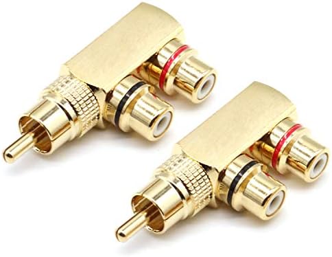 RCA Male To Female Right Angle Adapters – Gold-Plated 90-Degree Connectors For AV/Cable Management (AV-A11M)