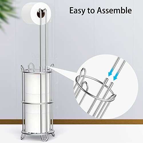 Meangood MM0007 Toilet Paper Holder Stand And Tissue Paper Roll Dispenser For 4 Mega Rolls, Bathroom Free Standing Tissue Roll Storage Holder Rack thumb #2