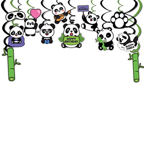 Image of FestikoCute Cartoon Panda Birthday Party Supplies,Children Party Decoration,Girl Birthday Party Decoration Swirls (12 Pcs)