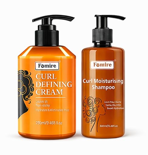 curl defining cream and curl moisturising shampoo, frizz control, deep hydration hair styler, 580 ml