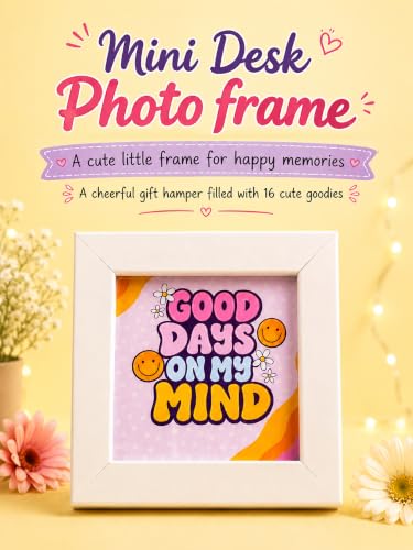Image of Doodle Magic Moments Gift Hamper for Girls | 16 Cute Goodies with Notebook, Tote Bag, Floral Desk Stand, Stickers, Photo Frame, Scented Candle, Magnets, Key Ring, Pen, Thoughtful Card, Notecards & Chit Pad | Ready-to-Gift Birthday Hamper