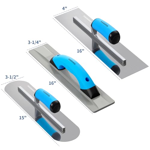 KEZERS 8-in-1 Beton-Veredelungswerkzeug-Set: Magnesium-Glätter, Veredelungs- & Poolkelle, Mess- & Ziegelkelle, Beton-Rillenfräser & Kantenhobel für Mauerwerk, Stuckreparatur & Ziegelei