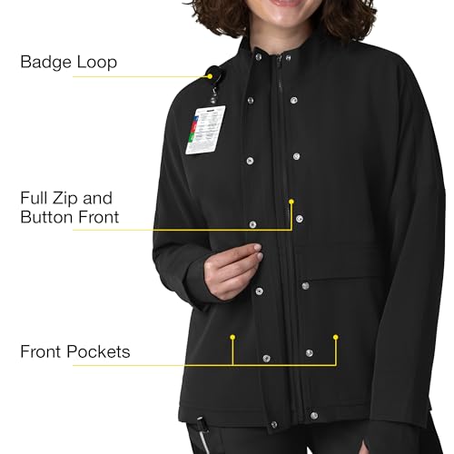WINK Layers Women's Germs Happen Packable Scrub Jacket, Black, XL by WINK - Image 3
