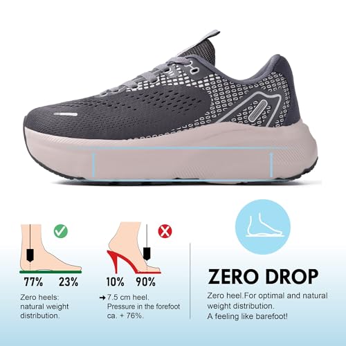 Image of JACKSHIBO Wide Toe Box Shoes Women Arch Support Zero Drop Wide Sneakers | Orthopedic, Plantar Fasciitis, Running, Walking, Athletic, Tennis, Gym, Workout, Supportive, Width, Cushion, Thick Sole