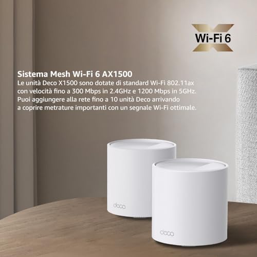 Deco X1500(3-pack) Router WiFi 6 Mesh AX1500Mbps, 2 Porte Ethernet Gigabit, Controllo Parental, Router e Ripetitore, Compatibile con Amazon Alexa, 3 Pezzi con Copertura Fino a 520 ? - Powerline - Immagine 1
