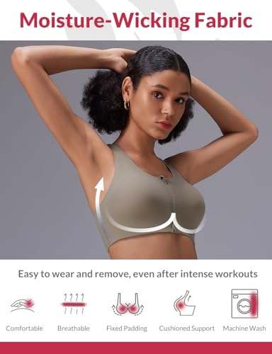 Image of baleaf Sweatleaf Adjustable Sports Bras for Women, Padded Racerback Yoga Bra, High Impact Molded Cup Workout Bra