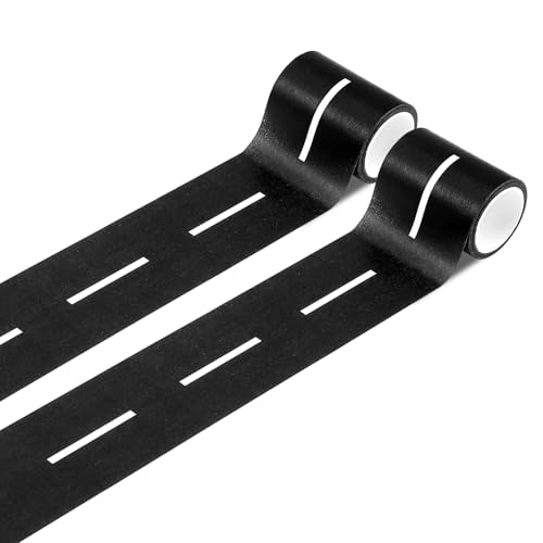 2 unidades de cinta adhesiva para carreteras, carreteras de ferrocarril, cinta de calle para niños, cinta de carretera negra, cinta de autopista para jugar y aprender decoración de fiesta de