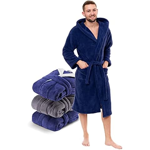 Twinzen Bata Microfibra Hombre Larga con Capucha Cover