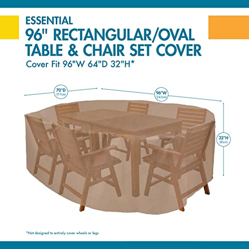 Duck Covers ETO09664 Essential Water-Resistant 96 Inch Rectangular/Oval Patio Table & Chair Set Cover thumb #3