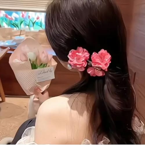 Pinzas para cabello florales con doble rosa 6 piezas miniatura 4
