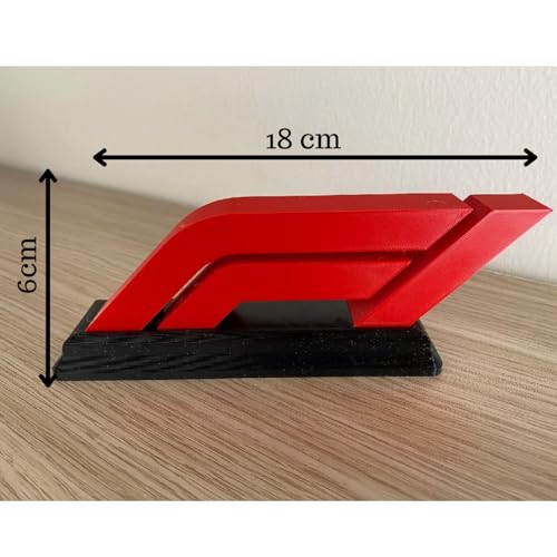 Image of Formula 1 Logo Display - F1 Desk decor for Car Lovers | Stylish Red & Black Motorsport Decor Gif