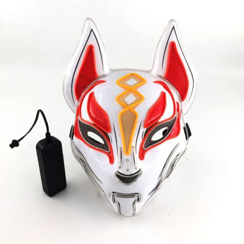 ansu Masque de renard lumineux à LED pour Halloween, cosplay, jeu, DJ, fête, discothèque, costume lumineux Cover