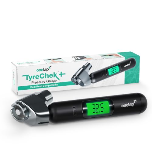 Image of Onelap TyreChek Plus - Digital Dual Head Tyre Pressure Gauge (Zinc Alloy) | 0-150 PSI | Suitable for Car, Truck, Bike, Bicycle | Schrader & Presta valve | Backlight LCD