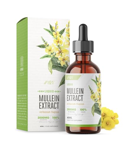 Mullein Leaf Extract for Lungs 2000mg - 60ml - High Strength Liquid Mullein Leaf - Made in EU - Mullein Leaf Vegan Liquid Drops by Alpha01