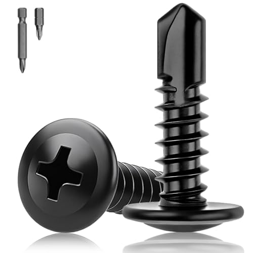 XRXYMQ Bohrschrauben 80 Stück Blechschrauben Selbstschneidend M4.2x19 mm Selbstschneidende Schrauben 410 Edelstahl Schwarz Metallschrauben Selbstbohrende Schrauben für Heimreparatur