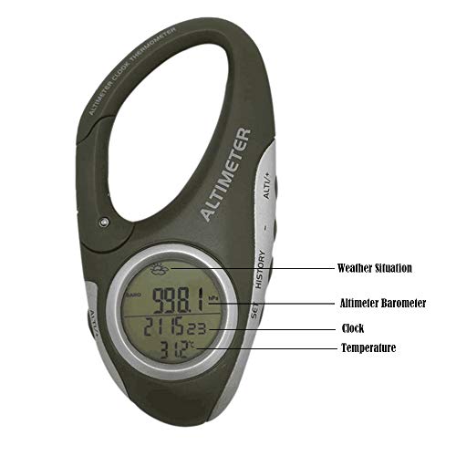 Altímetro Digital, Romacci Altímetro de escalada de acampamento ao ar livre Carabiner Barômetro de m