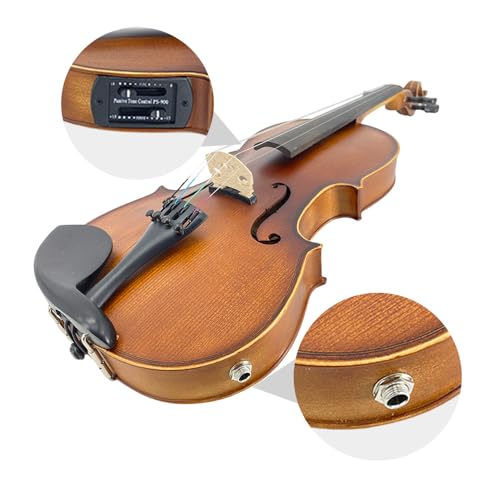 Image of Yinfente Acoustic Violin Electric Violin 4 /4 Full Size Violin 4 String Maple Spruce For Student,Violin For Beginners violin Case,Brazilwood Bow,Cable,Cleaning Cloth,Rosin,Bridge