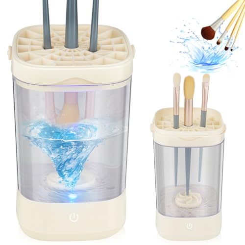 Makeup Brush Cleaner, Electric Makeup Brush Cleaner, Auto-Rotating Brush Cleaner for Deep Cleaning, Automatic Spinning Cosmetic Brush Cleaner, One-Click Operation, Suitable for Any Makeup Brushes