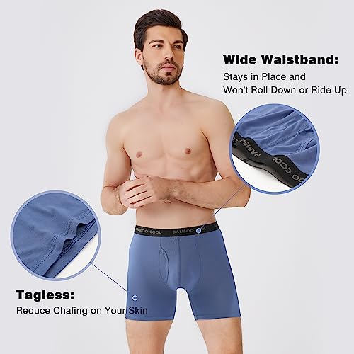 Image of BAMBOO COOL Men's Ultra Breathable Underwear,No Riding Up Boxer Briefs with ComfortFlexible Waistband,Multipack