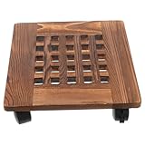 TOYANDONA Massiver Blumenroller aus Holz mit Universalrädern und Diagonalbremse Stabiler Pflanzentopf untersetzer Dickes Material Drehbar für Innen Außenbereich