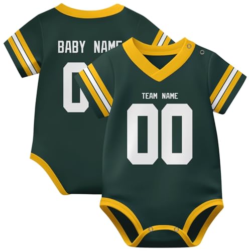 Image of KREDE Baby Clothes Unisex Bodysuit Jersey Style Custom Name Number for Baby Boys