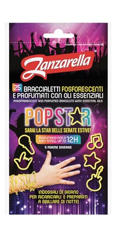 Zanzarella Braccialetti FOSFORESCENTI e profumati con oli essenziali