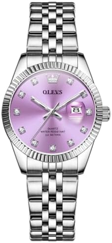 OLEVS Damenuhr Elegante Wasserdicht Klassische Frauen Uhr mit Quarzwerk, Modisches Design mit Datumsanzeige Leuchtzeiger Armbanduhr Damen Exquisites Design für Damen Schlicht Armba