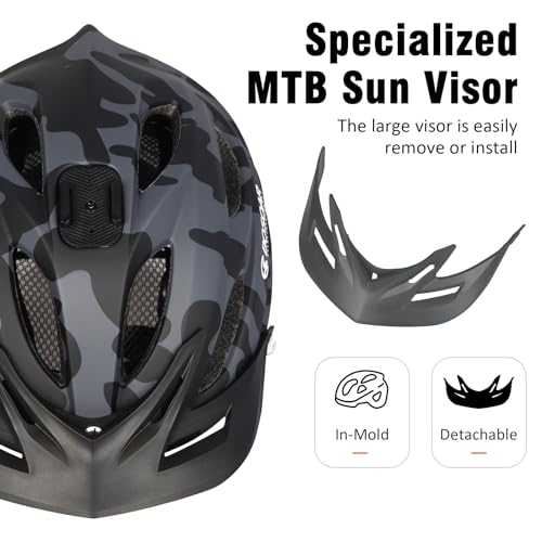 Mountain Bike Helmet,Adult Cycling Helmet with Camera Mount