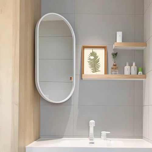 Espejo de baño ovalado giratorio con marco de aluminio moderno 2