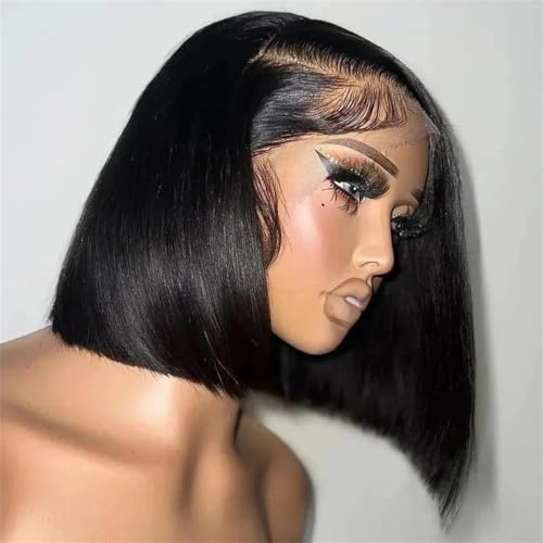 180 8inch#13x4 lace wig courte avec fermeture et ondulations naturelles pour femme