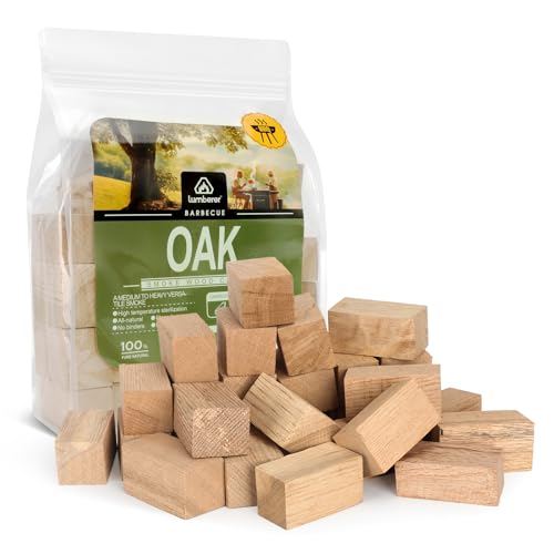 Lumberer Oak Smoking Chunks Medium-Heavy Smoke for All Meats 100% Natural Wood Long Burn 4LBS Heat-Treated & Purified