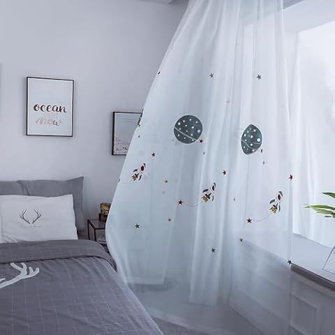 YIPINXIU Rocket Stars Sheer Curtains Cover