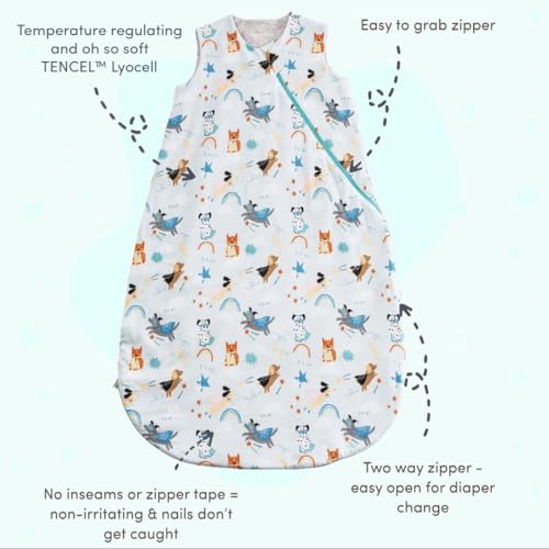 Image of Loulou Lollipop Tencel Lyocell Wearable Baby Blanket Sleeping Bag, Unisex Infant Toddler, 1.0 TOG, 2-Way Zipper Sleepsack