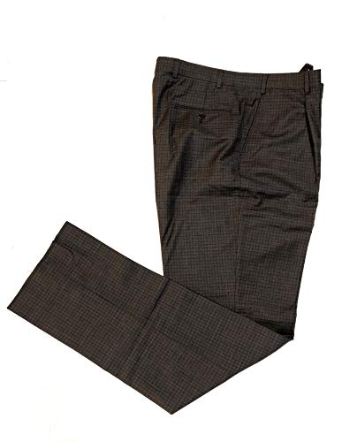 Hart Schaffner Marx Men's Chicago Classic Fit Pleated Brown Plaid Dress Pants, 38R