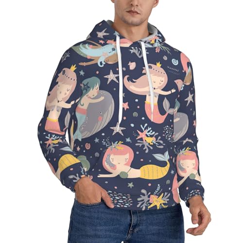 Sweat-shirt à capuche en polaire homme sirène pull chaud hiver vêtement océan original