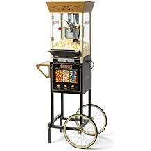 Nostalgia Vintage 8 Ounce Professional Popcorn and Dispensing Cart, Makes Up to 32 Cups, Three Storage Dispensers for Kerne