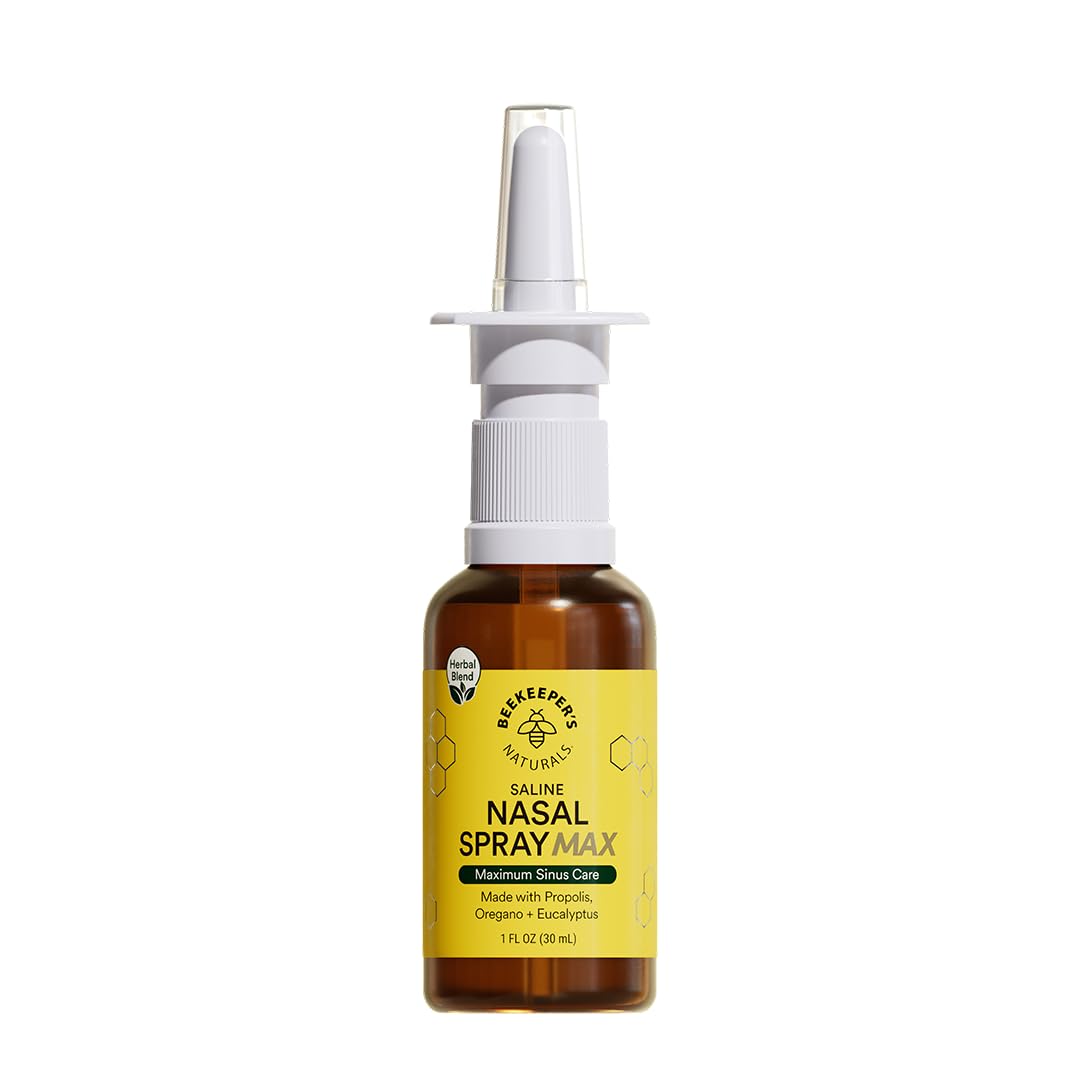 Beekeepers Naturals Propolis Nasal Rinse Spray Max Relief for Adults w Eucalyptus Oregano Saline Clears Nasal Congestion Moisturizes