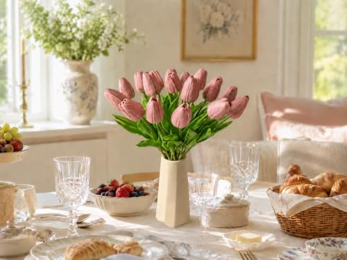 Image of Mandy's 20pcs Artificial Mauve Tulips